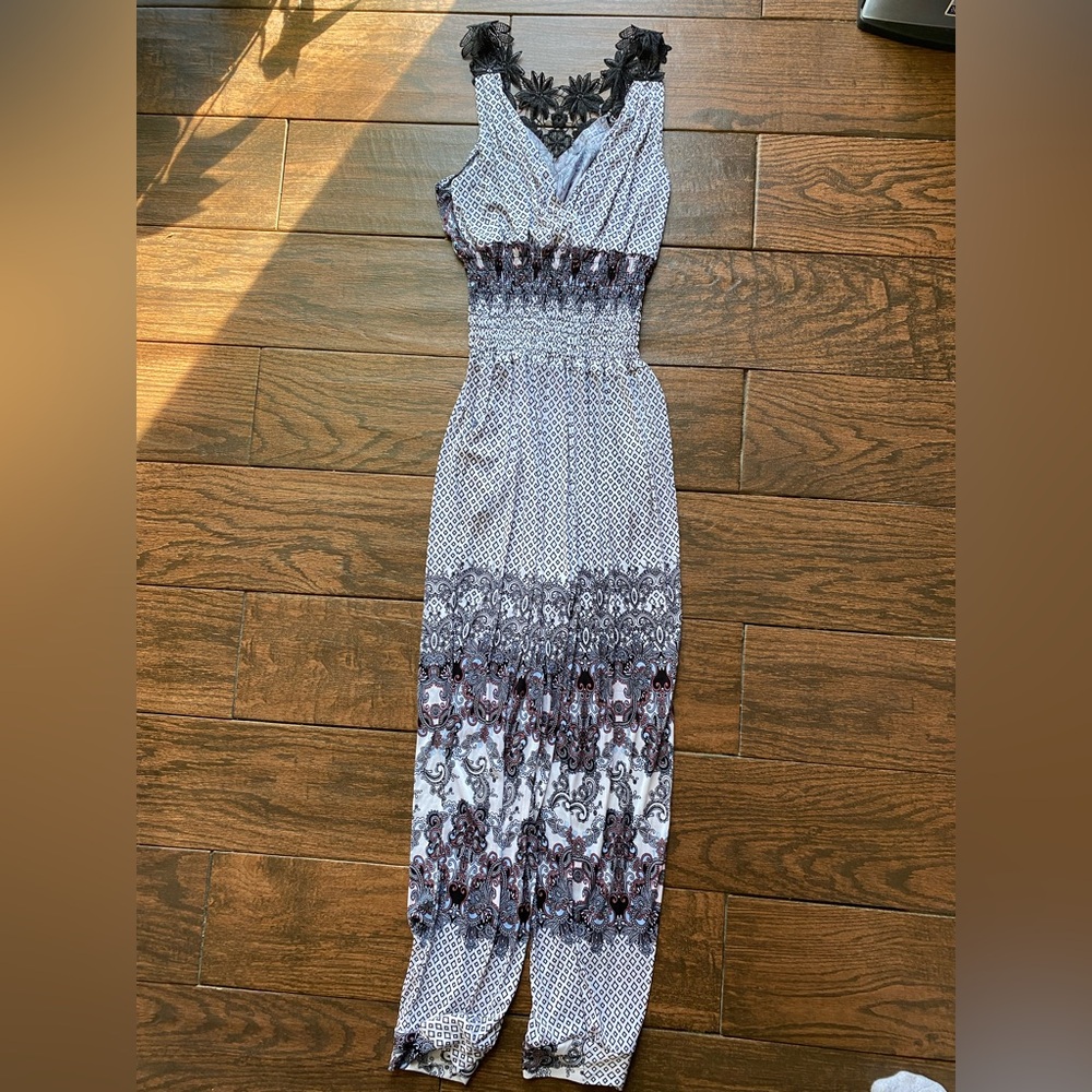 Black and white patterned jumpsuit